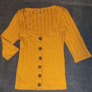 NWOT Free People Mustard Ribbed Top